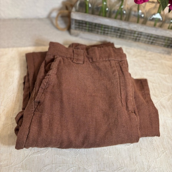 House of Harlow 1960 Brown Linen Blend Wide Leg Utility Women’s Pants Size 8 - Picture 1 of 8